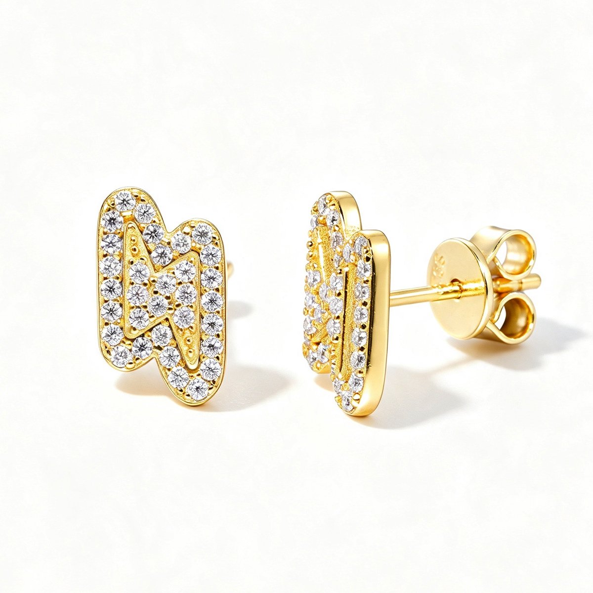 Moissanite Pavé Lightning Bolt Stud Earrings – 0.16ct DEW Each