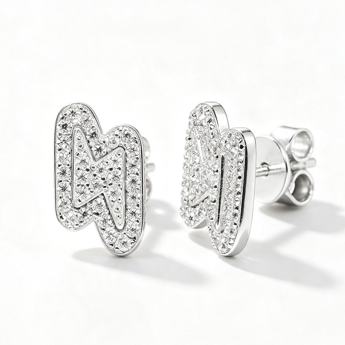 Moissanite Pavé Lightning Bolt Stud Earrings – 0.16ct DEW Each - Image 3