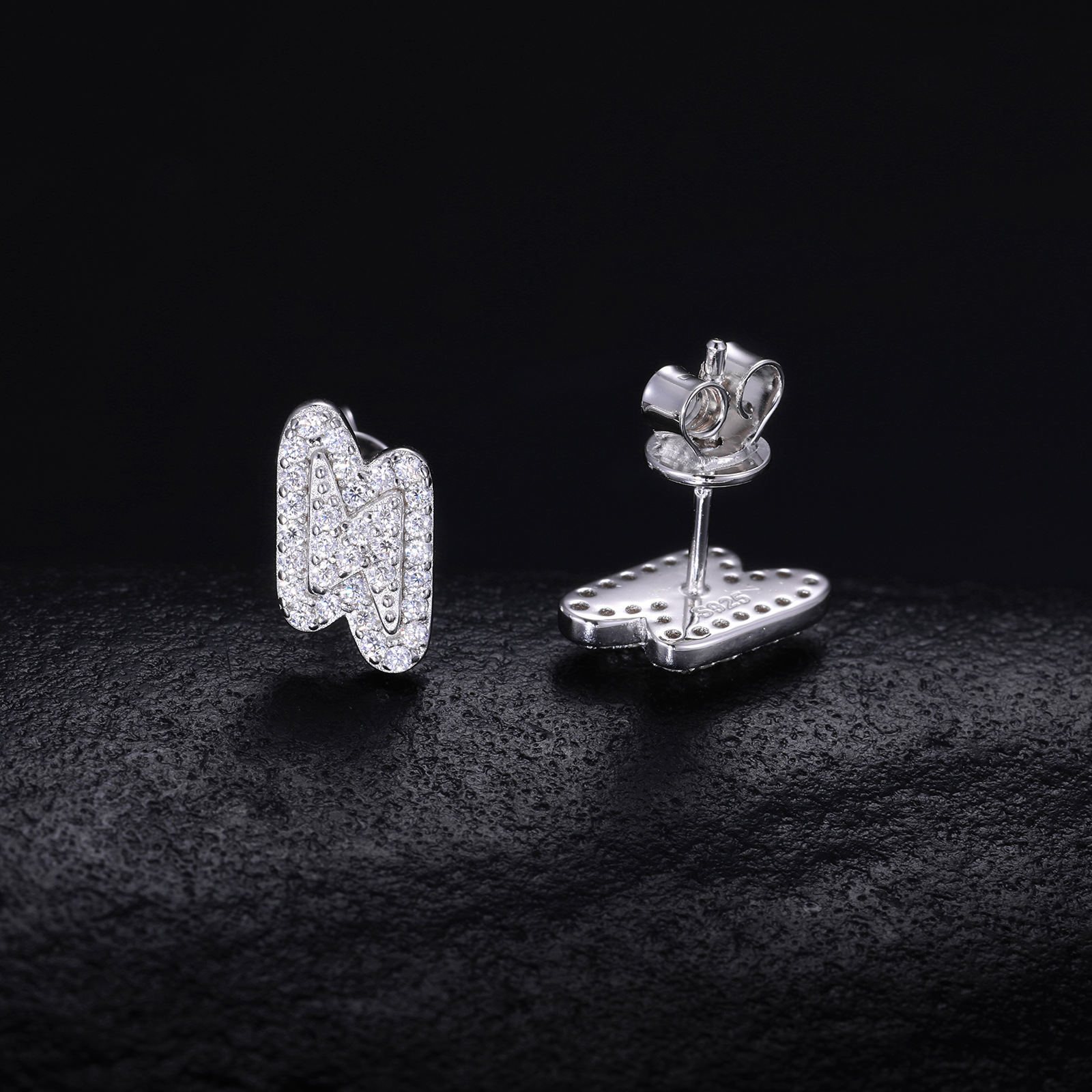 Moissanite Pavé Lightning Bolt Stud Earrings – 0.16ct DEW Each - Image 5