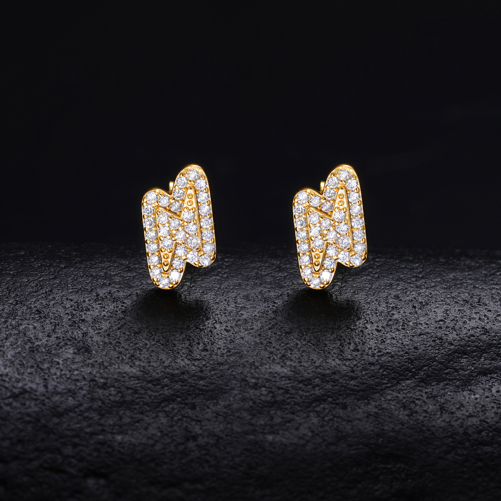 Moissanite Pavé Lightning Bolt Stud Earrings – 0.16ct DEW Each - Image 6