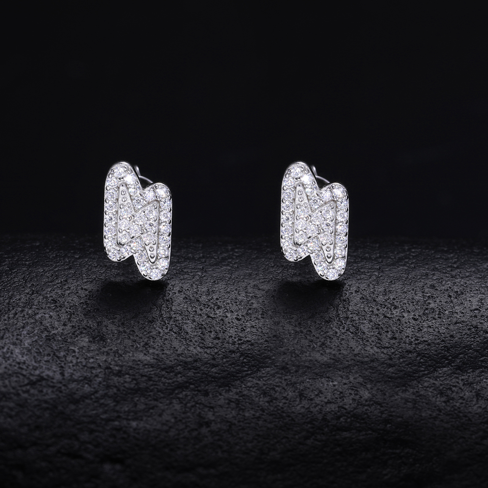 Moissanite Pavé Lightning Bolt Stud Earrings – 0.16ct DEW Each - Image 7