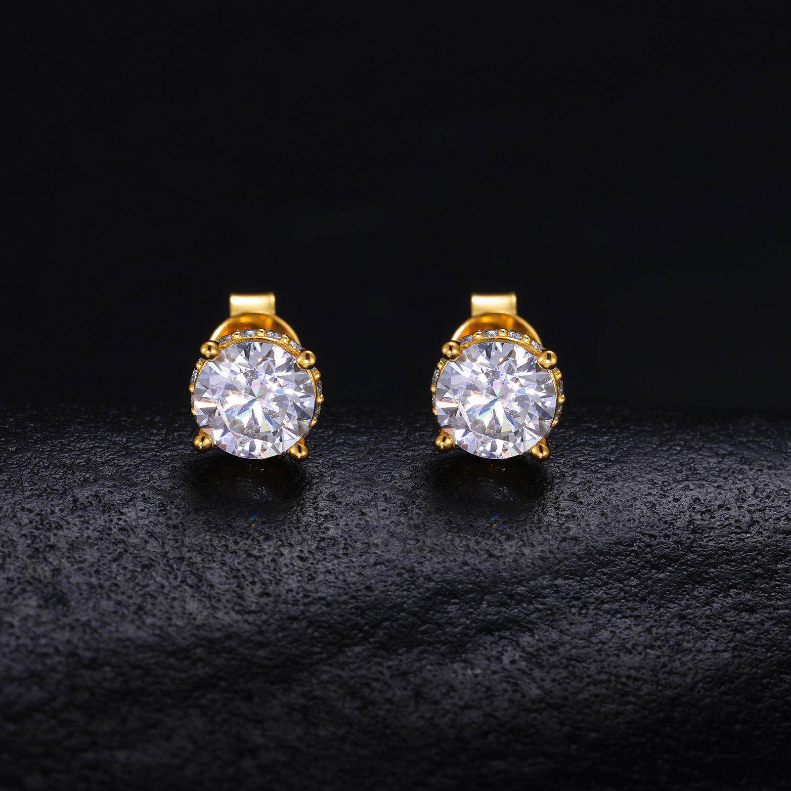 Round Moissanite Hidden Halo Stud Earrings – 0.98ct DEW Each - Image 6