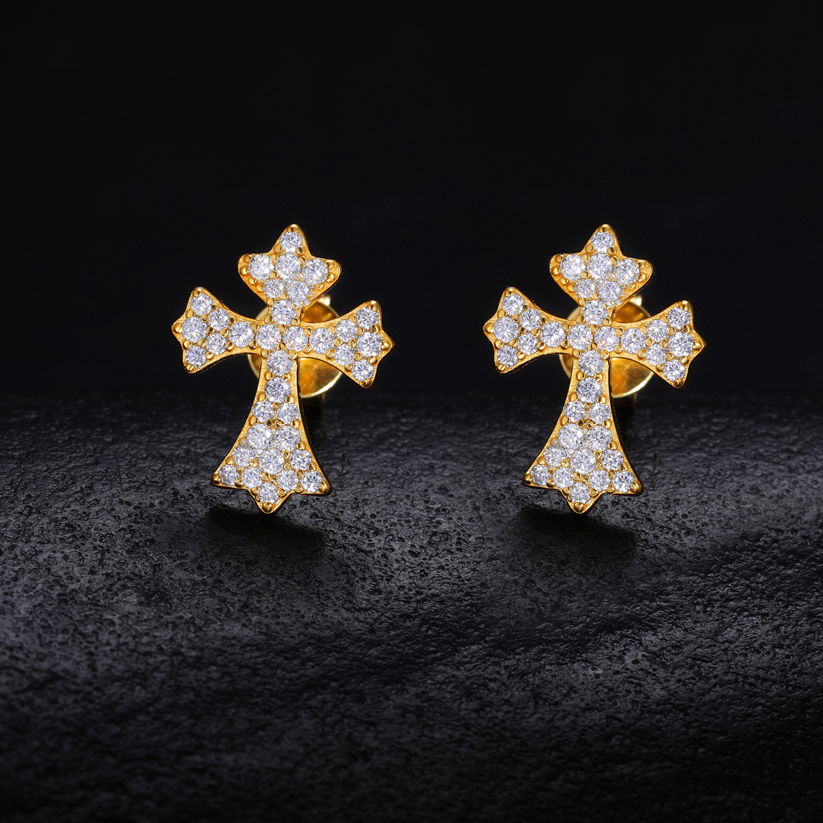 Moissanite Pavé Flared Cross Stud Earrings – 0.25ct DEW Each - Image 7