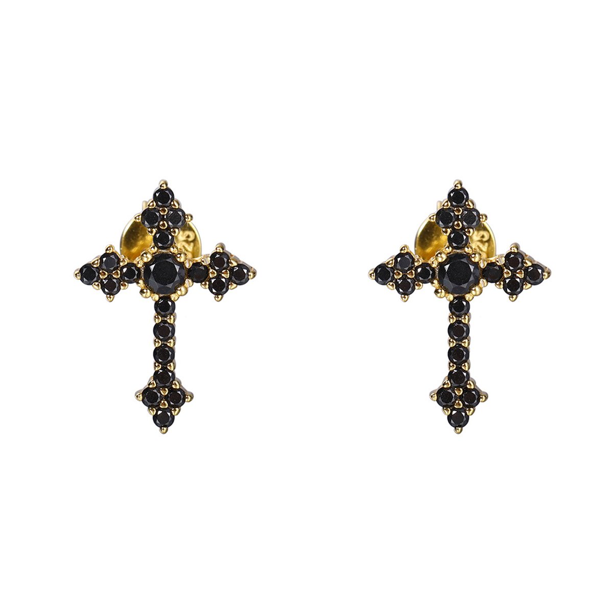 Moissanite Gothic Cross Stud Earrings – 0.16ct DEW Each