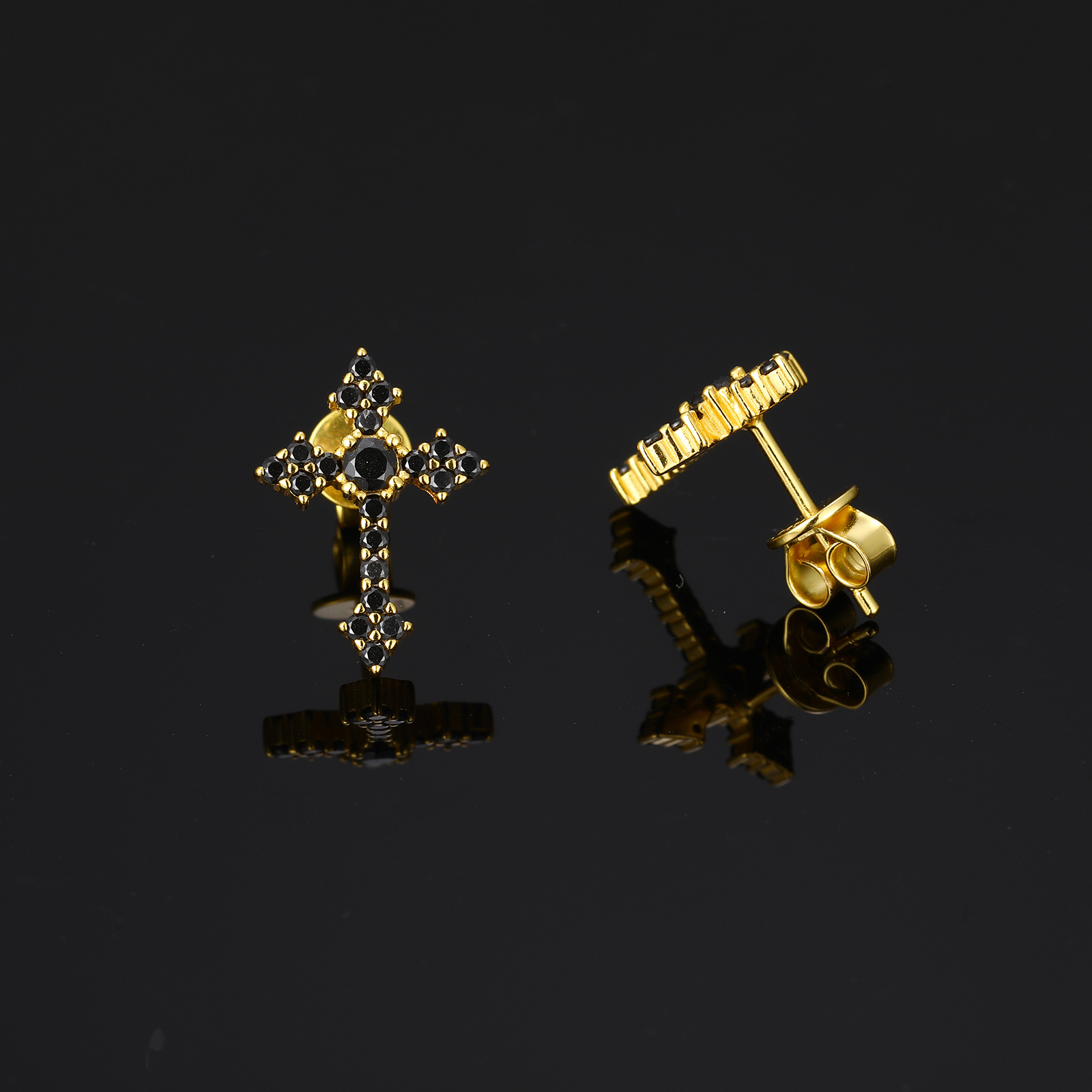 Moissanite Gothic Cross Stud Earrings – 0.16ct DEW Each - Image 5