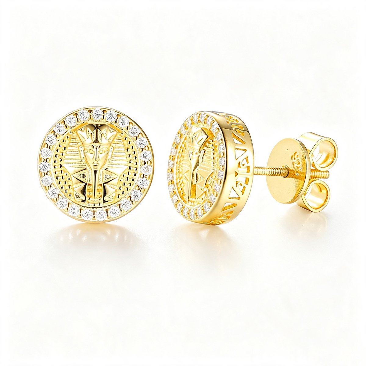 Moissanite Pharaoh Halo Stud Earrings – 0.12ct DEW Each