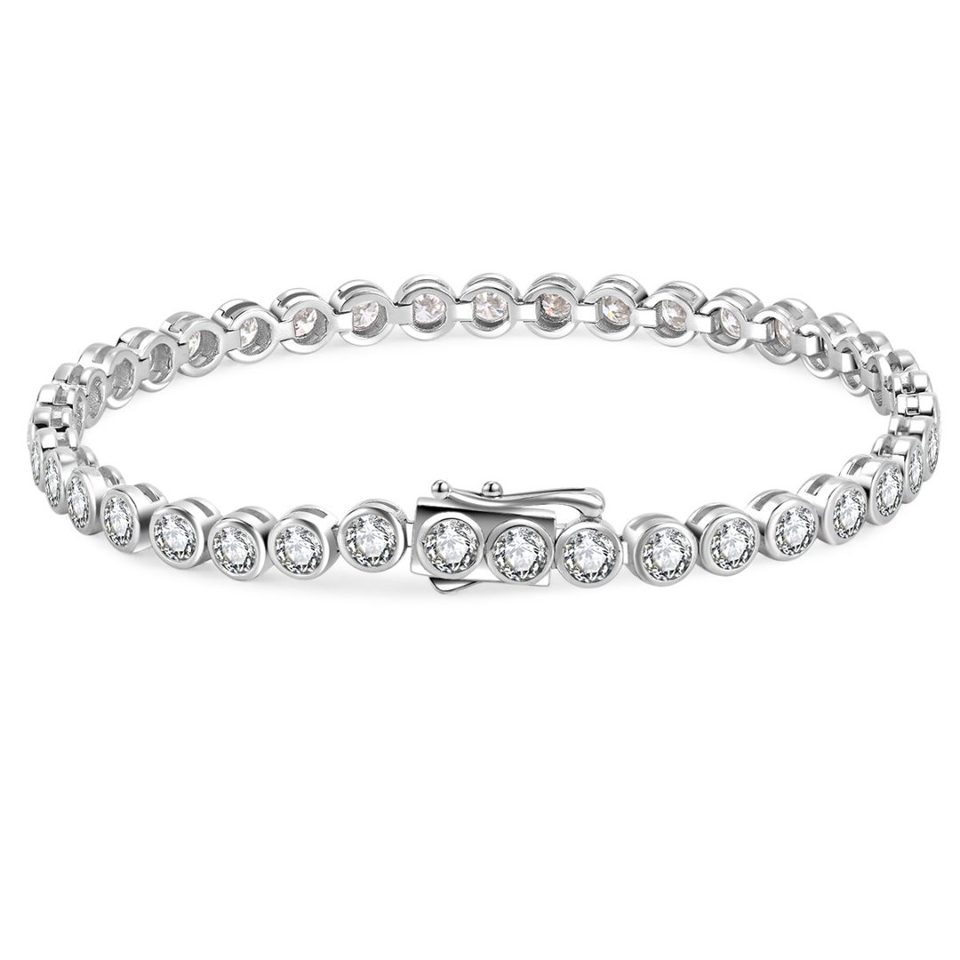 Bezel Moissanite Tennis Bracelet – 2.5mm or 3.5mm Stones