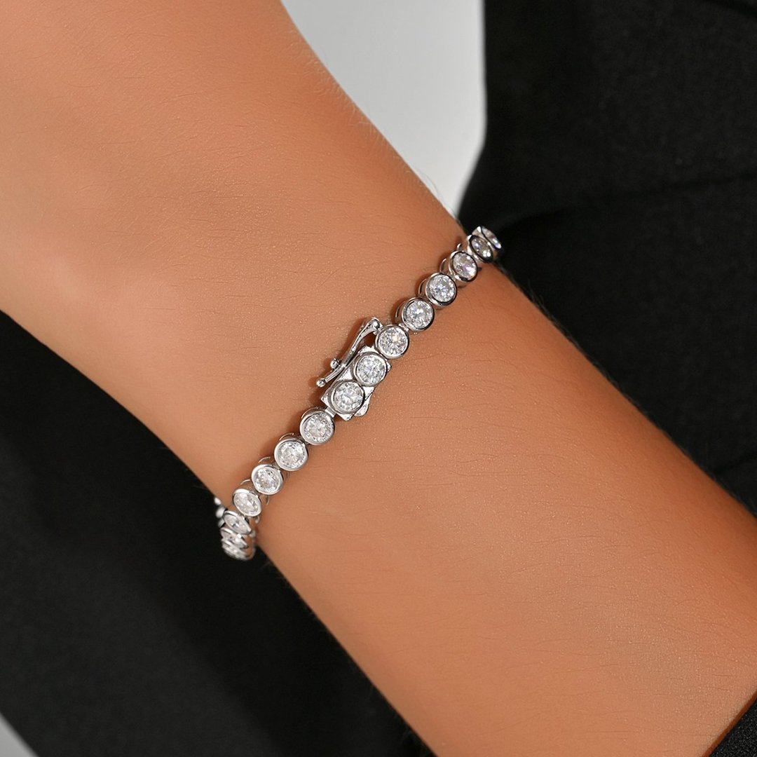 Bezel Moissanite Tennis Bracelet – 2.5mm or 3.5mm Stones - Image 4
