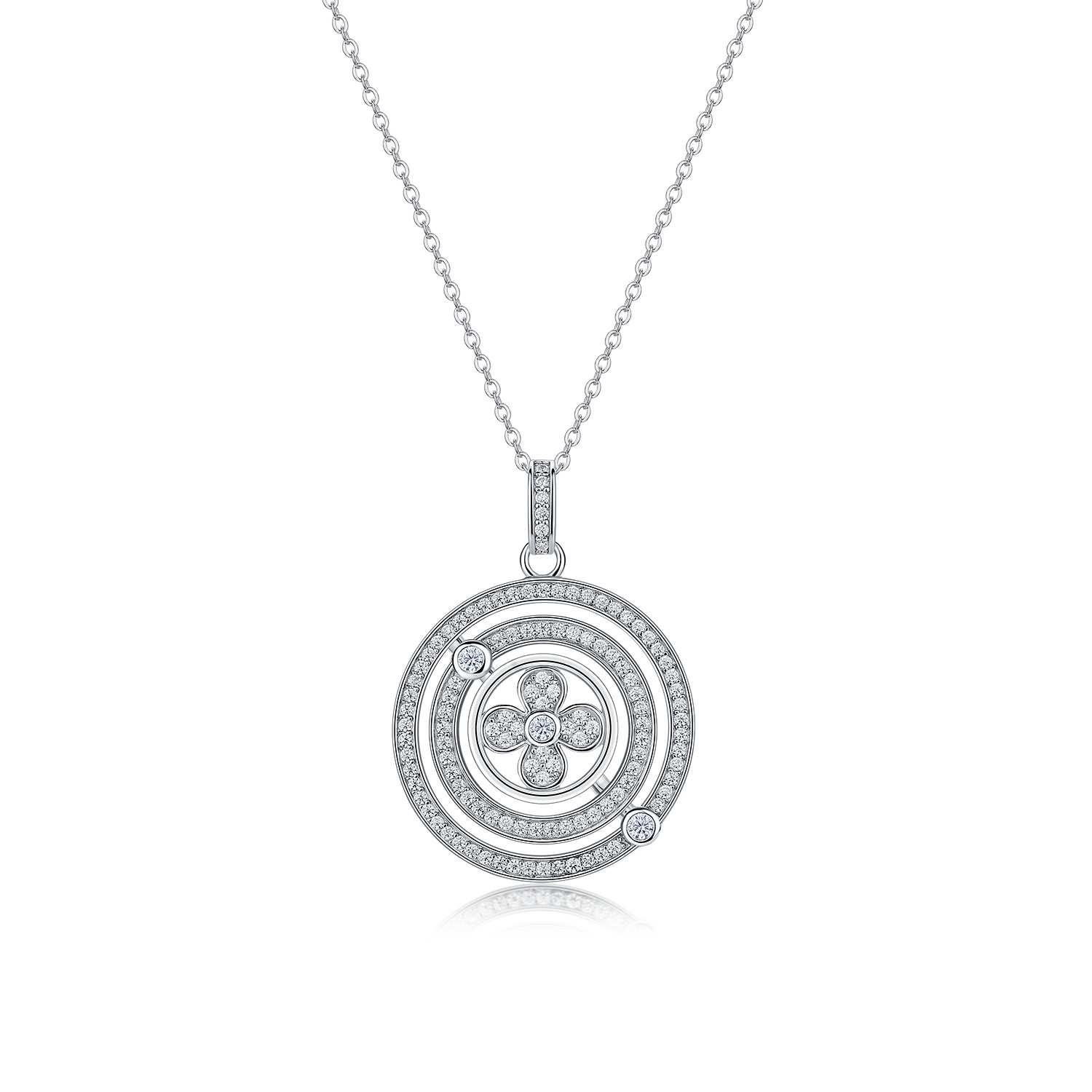 Moissanite Concentric Circle Pendant Necklace – 0.51ct DEW