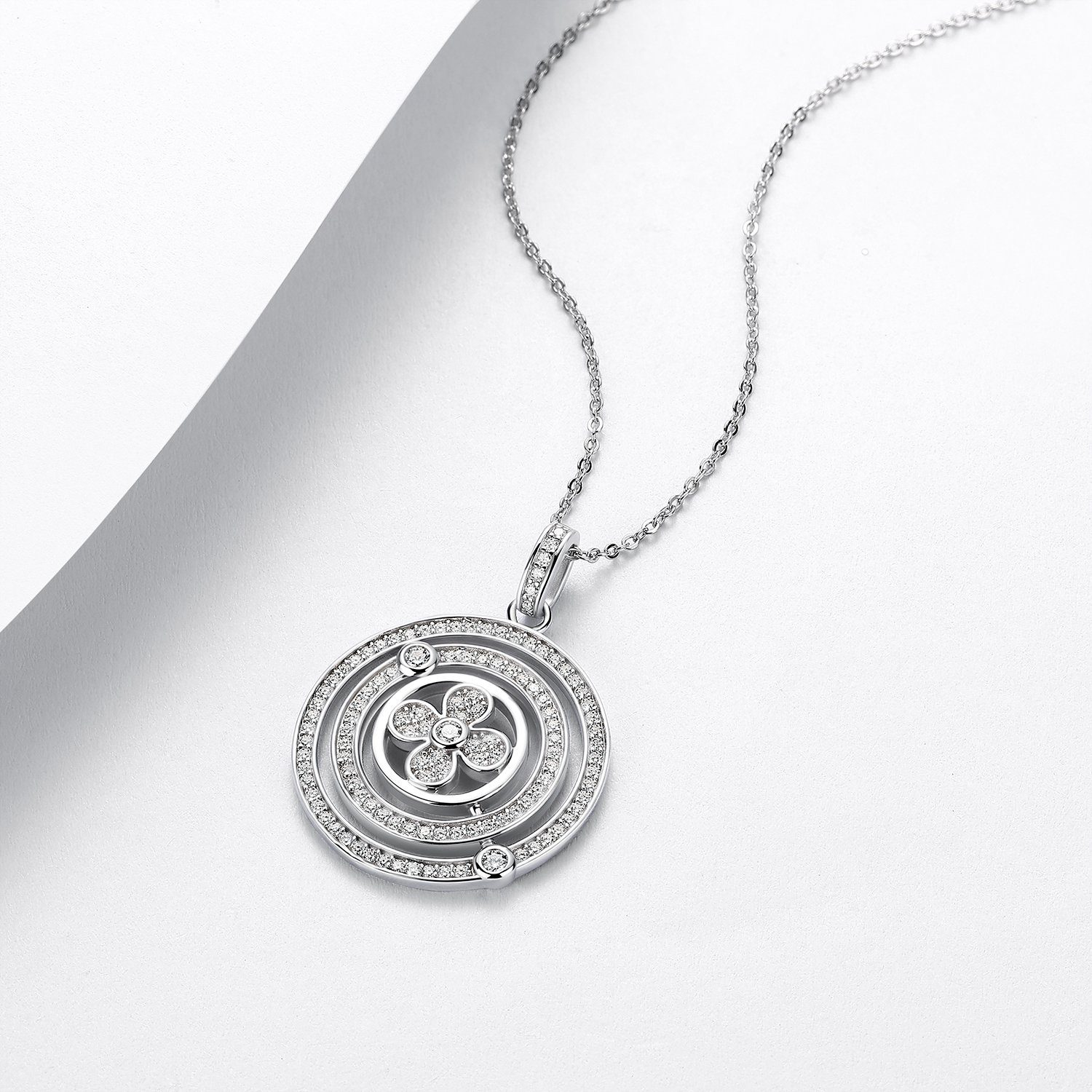 Moissanite Concentric Circle Pendant Necklace – 0.51ct DEW - alternate view
