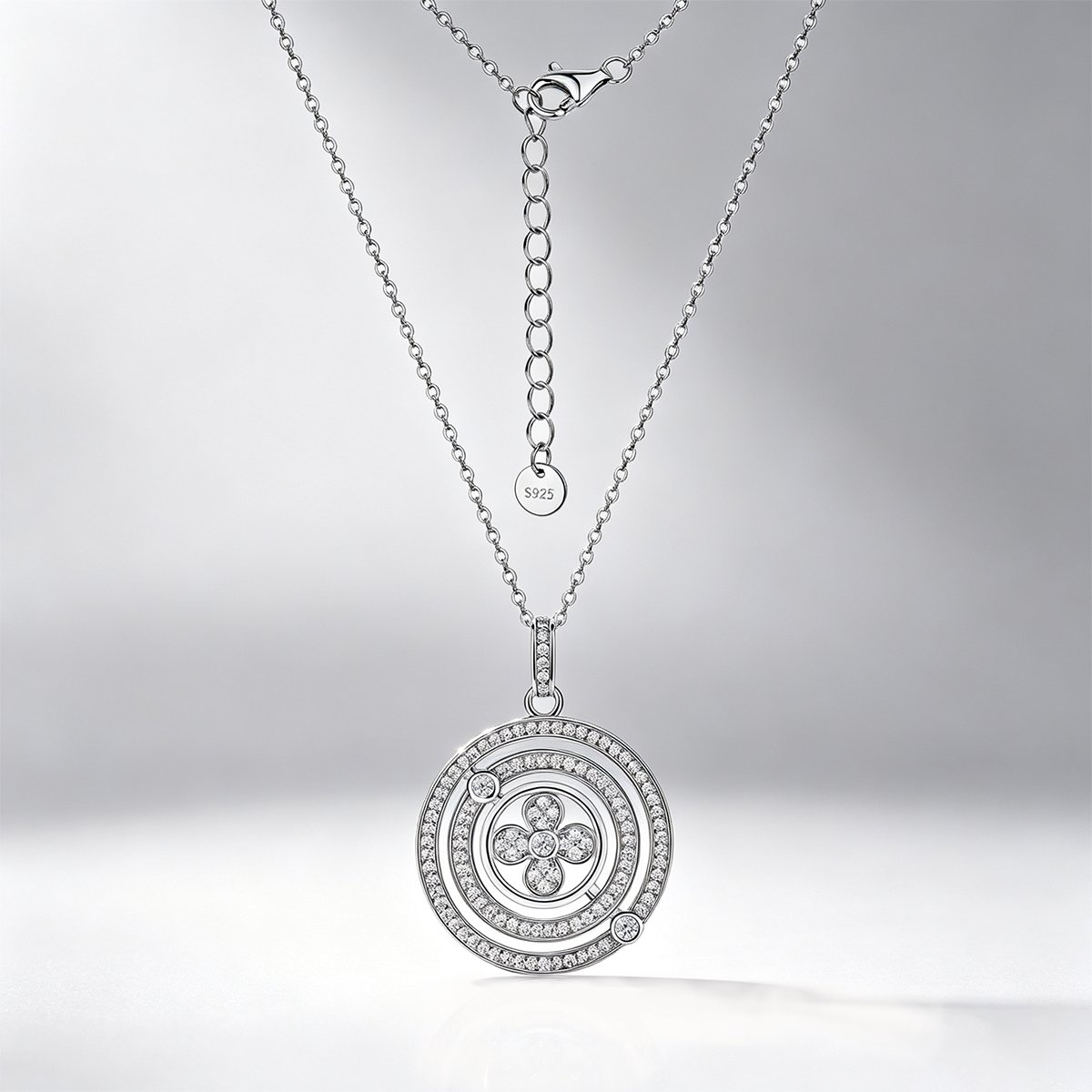 Moissanite Concentric Circle Pendant Necklace – 0.51ct DEW - Image 3