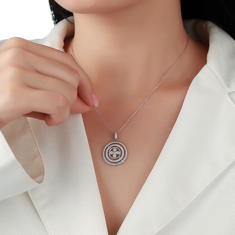 Moissanite Concentric Circle Pendant Necklace – 0.51ct DEW - Image 5