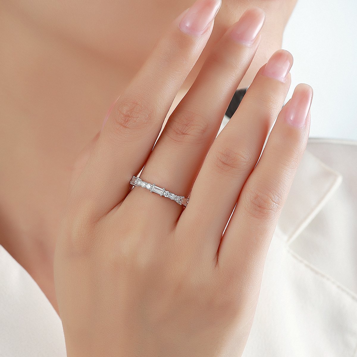 Baguette & Round Moissanite Eternity Band – 1.4ct DEW - Image 4