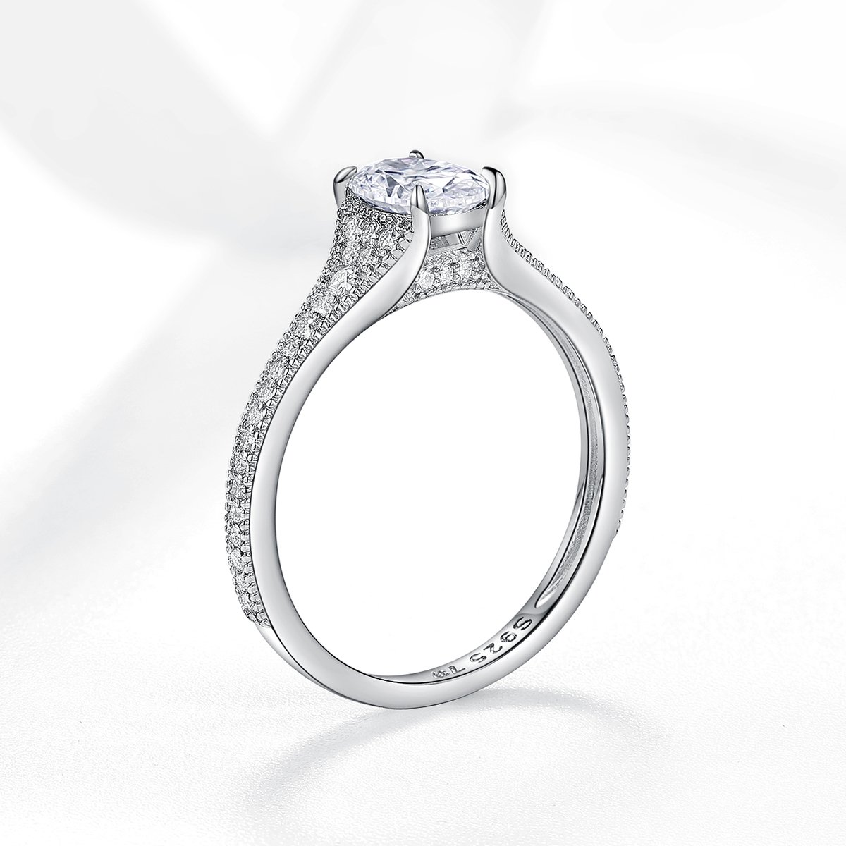 Oval Moissanite Tapered Pavé Engagement Ring – 1.23ct DEW - Image 3