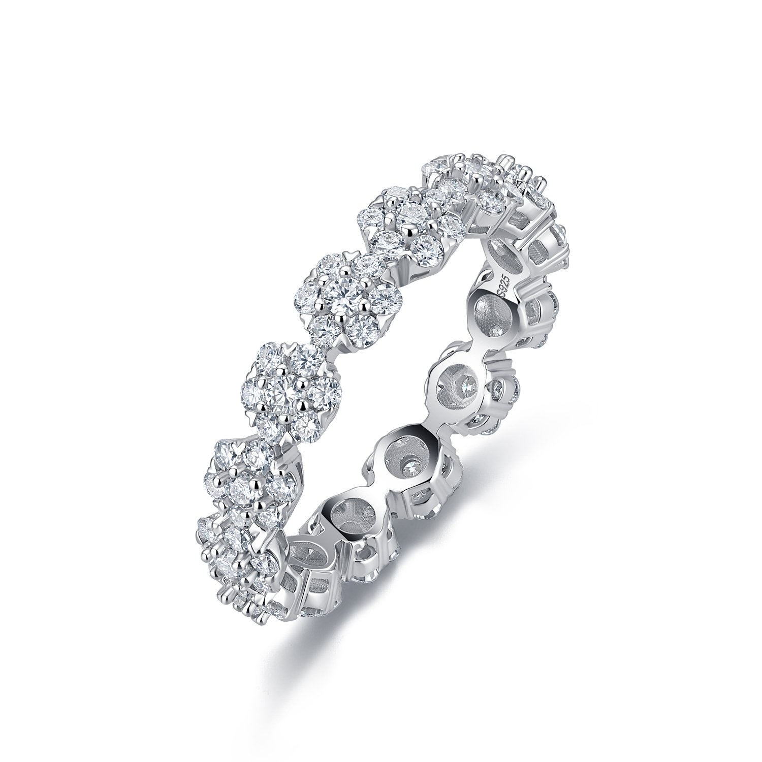 Moissanite Flower Cluster Eternity Band – 1.54ct DEW