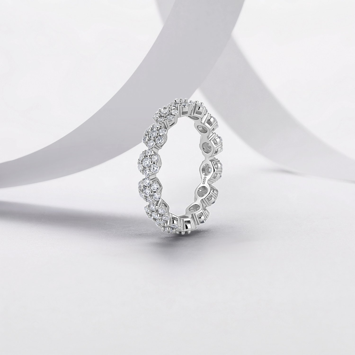 Moissanite Flower Cluster Eternity Band – 1.54ct DEW - alternate view