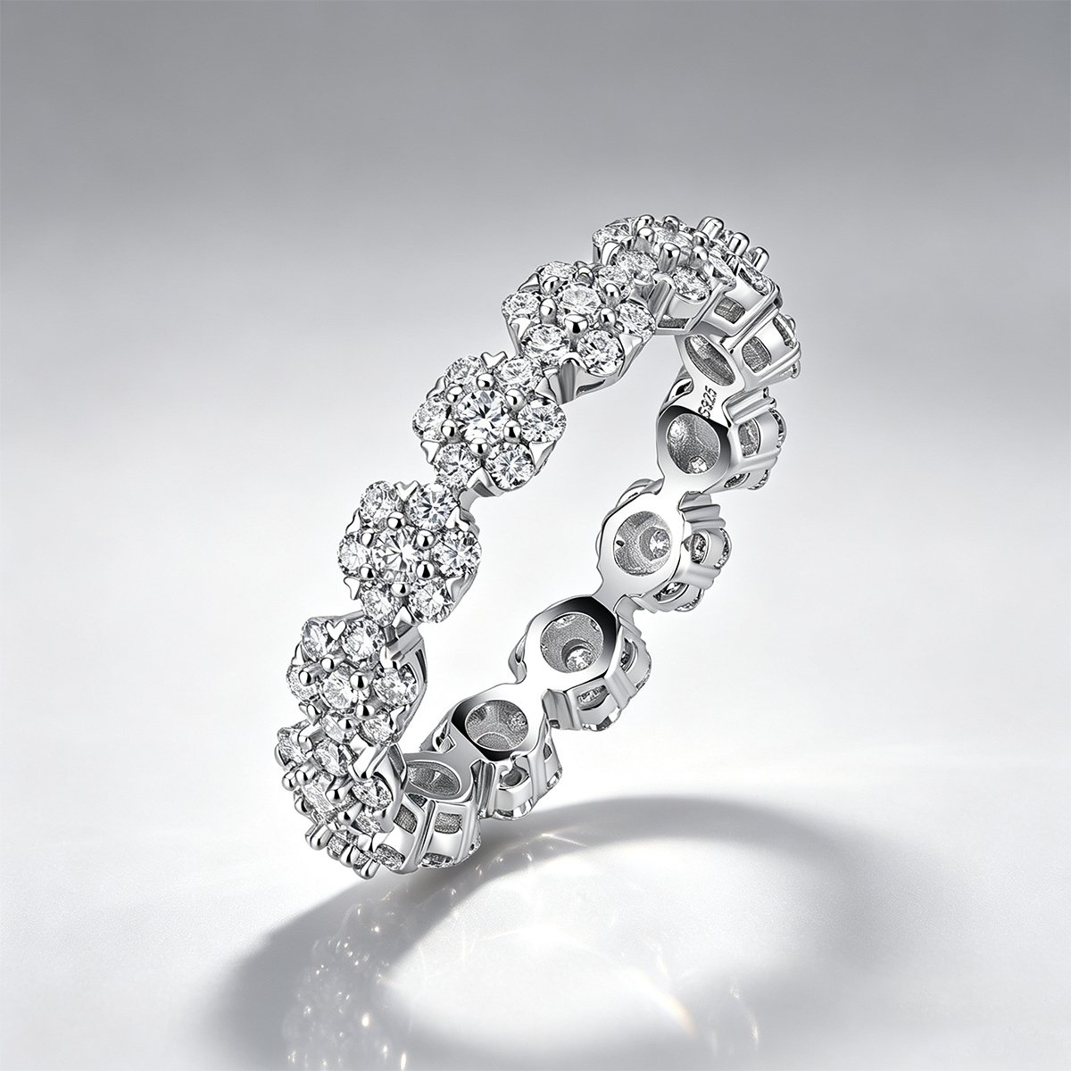 Moissanite Flower Cluster Eternity Band – 1.54ct DEW - Image 3