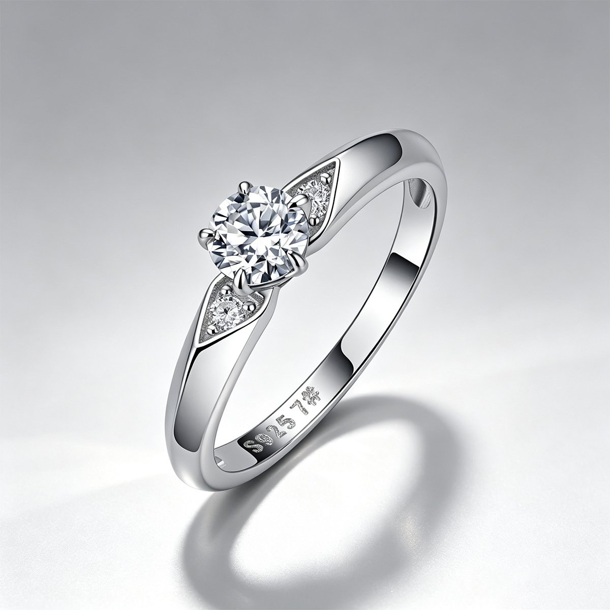 Round Moissanite Engagement Ring – 0.55ct DEW, Teardrop Accents - Image 3