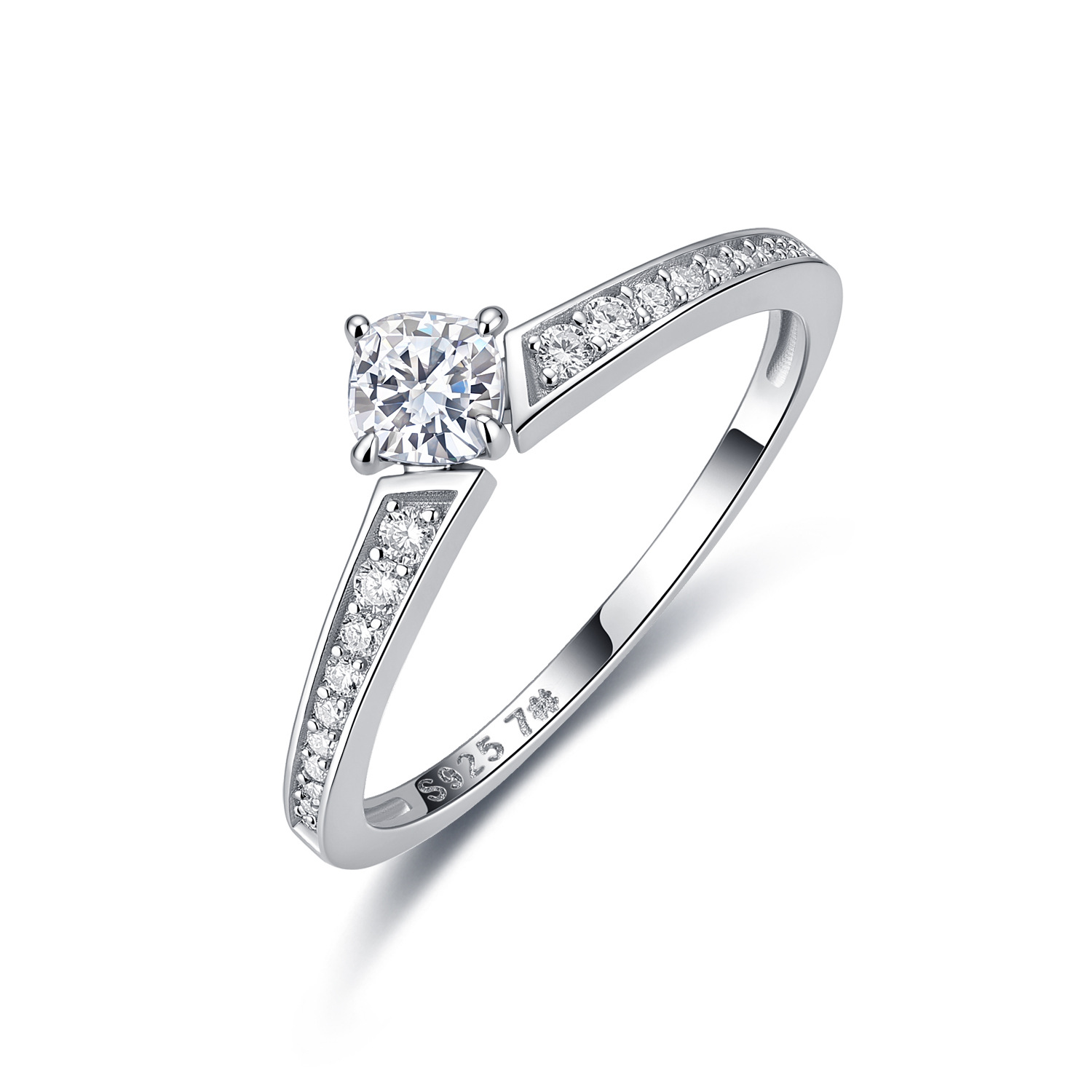 Cushion Moissanite Engagement Ring – 0.48ct DEW Pavé