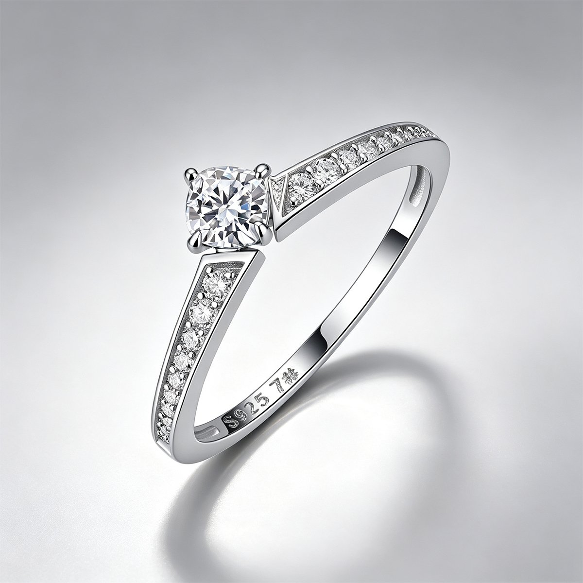 Cushion Moissanite Engagement Ring – 0.48ct DEW Pavé - Image 3