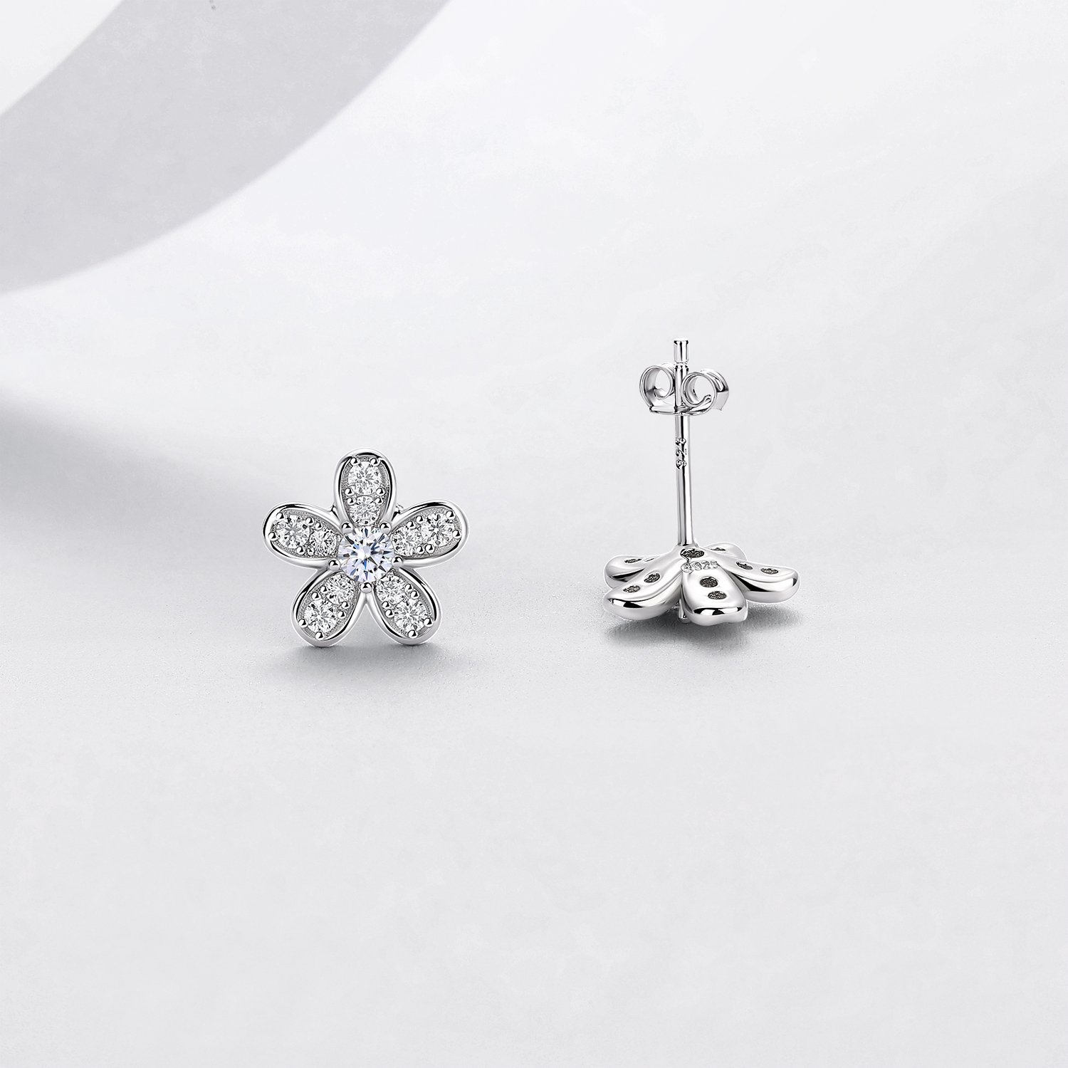 Moissanite Five-Petal Flower Stud Earrings – 0.31ct DEW Each - Image 3