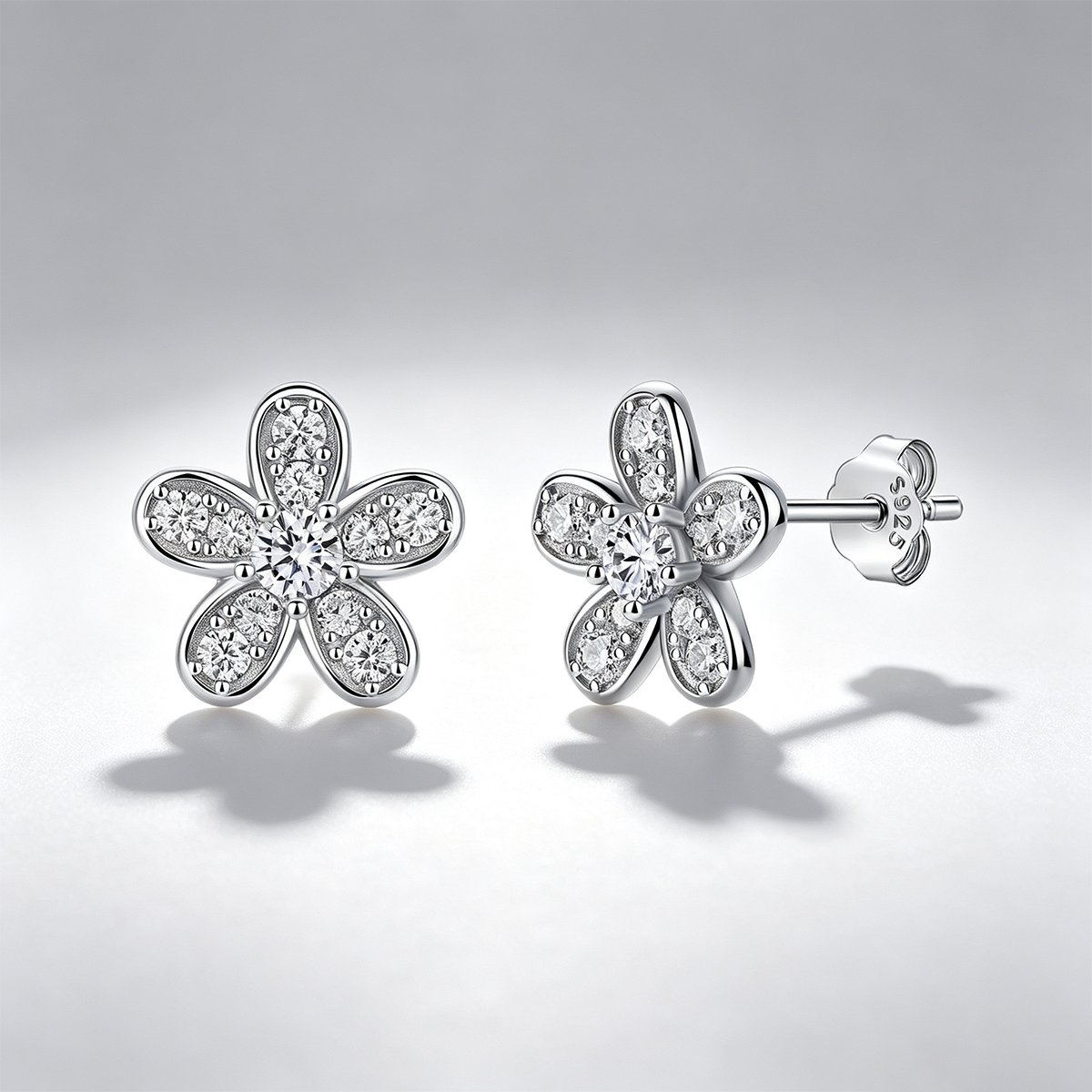 Moissanite Five-Petal Flower Stud Earrings – 0.31ct DEW Each - Image 4