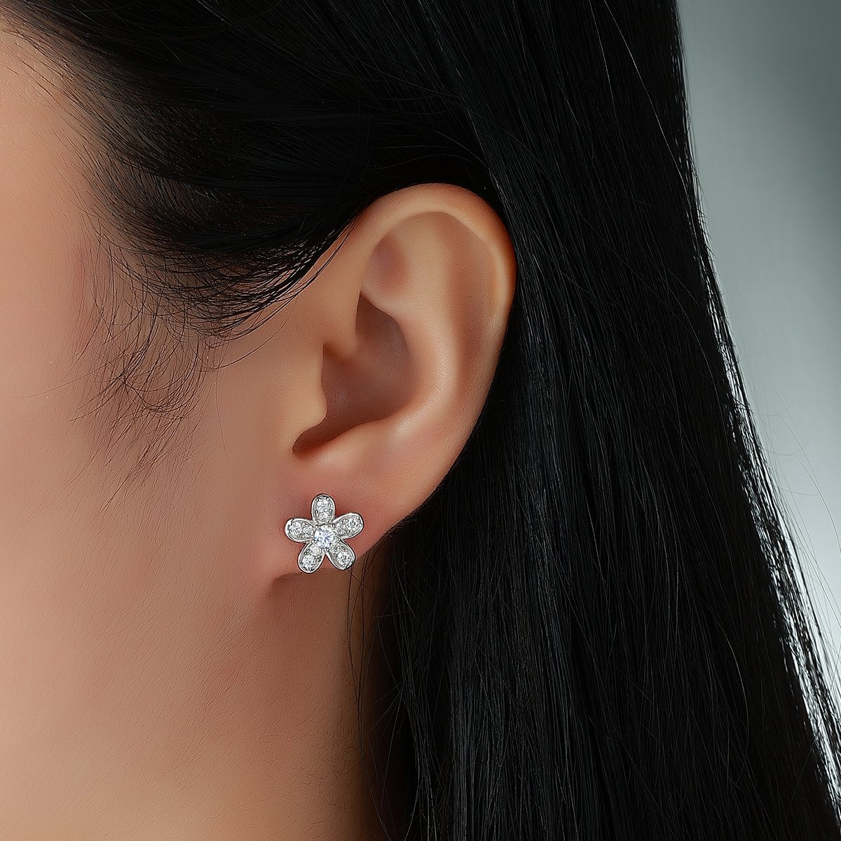 Moissanite Five-Petal Flower Stud Earrings – 0.31ct DEW Each - Image 5