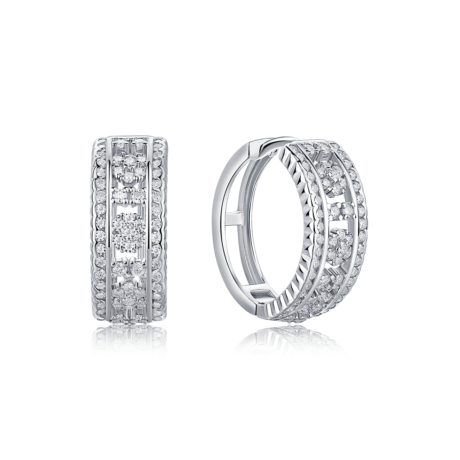Moissanite Wide Pavé Huggie Hoop Earrings – 0.4ct DEW Each