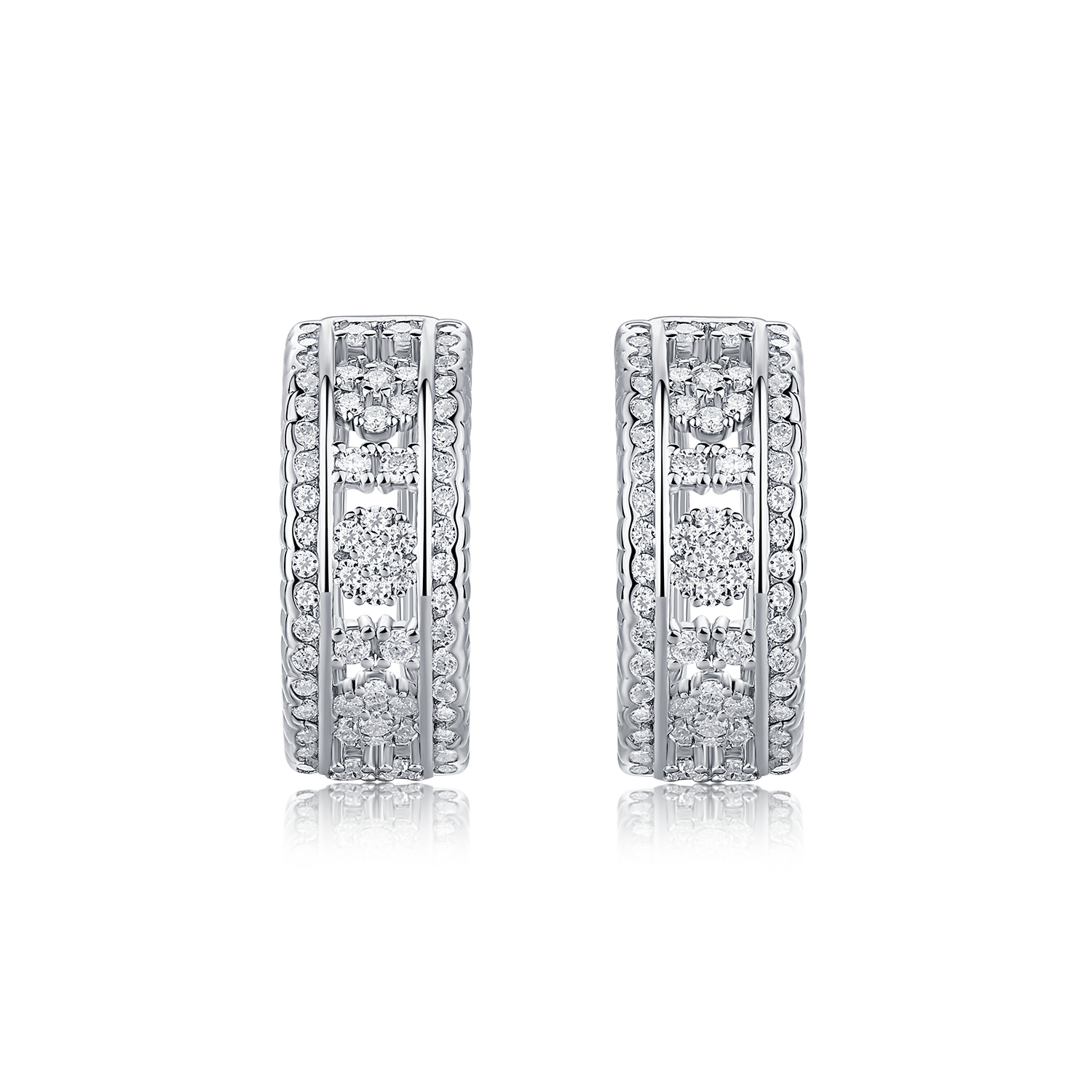 Moissanite Wide Pavé Huggie Hoop Earrings – 0.4ct DEW Each - alternate view