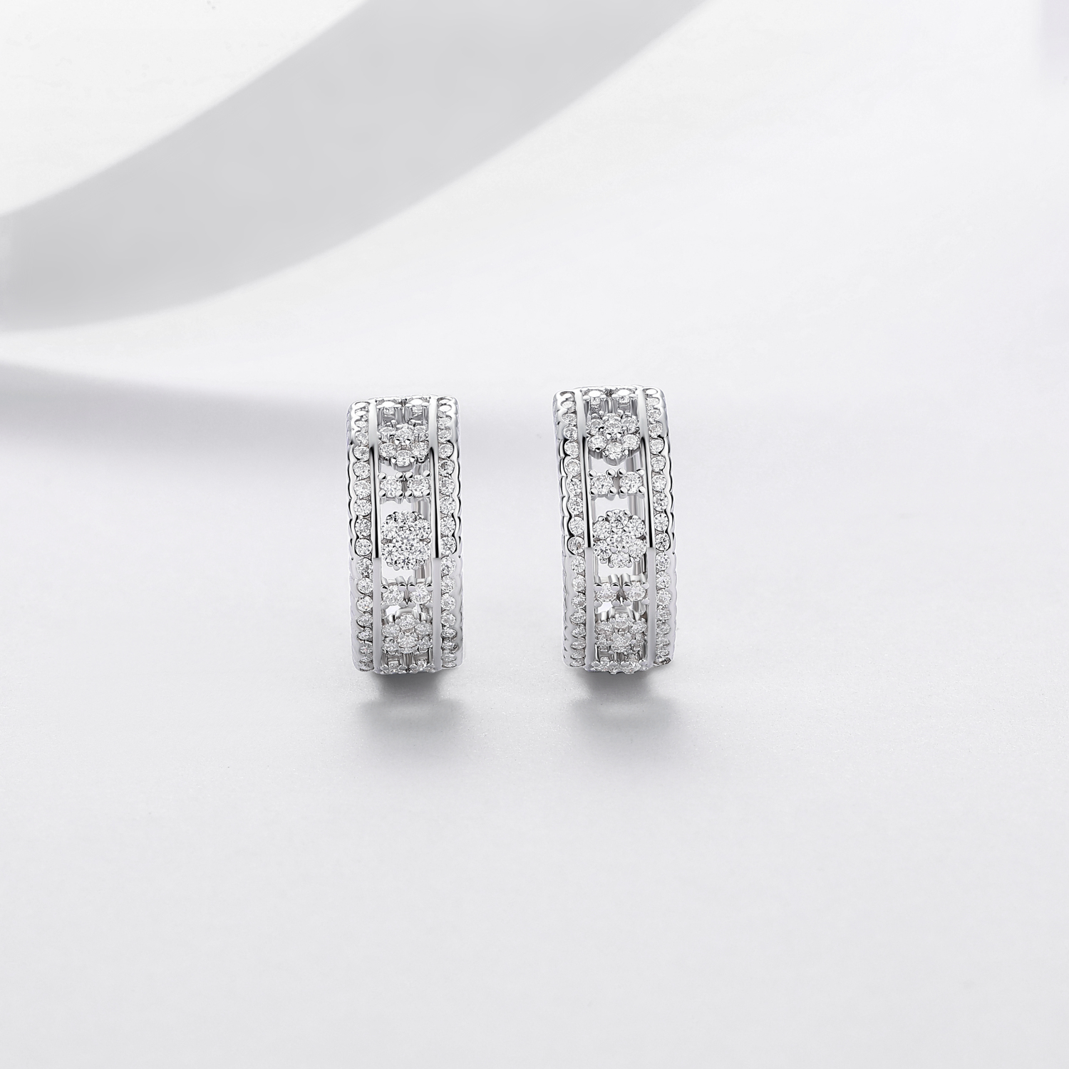 Moissanite Wide Pavé Huggie Hoop Earrings – 0.4ct DEW Each - Image 4
