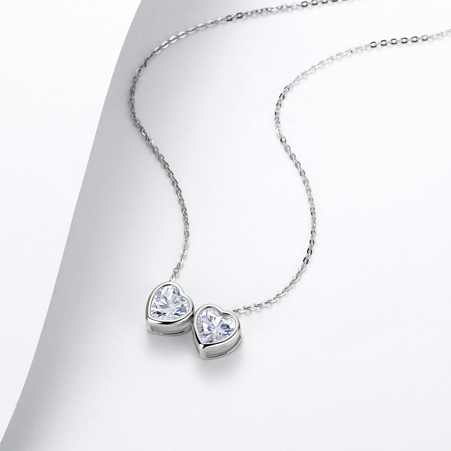 Heart-Cut Moissanite Double Heart Necklace – 4ct DEW - Image 3
