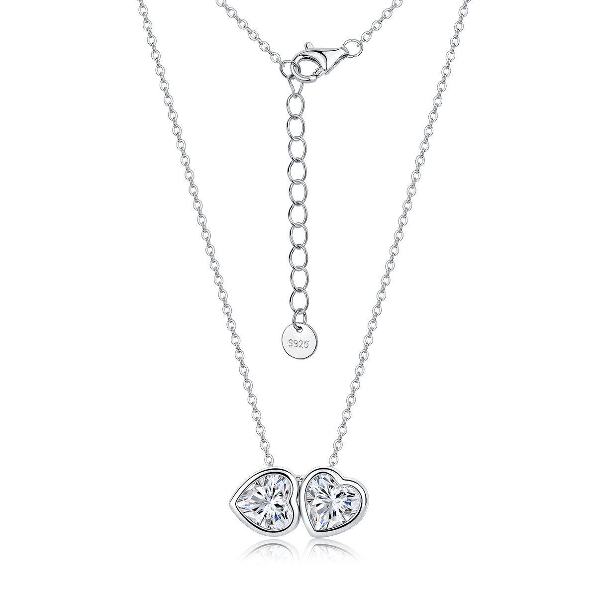 Heart-Cut Moissanite Double Heart Necklace – 4ct DEW - Image 4