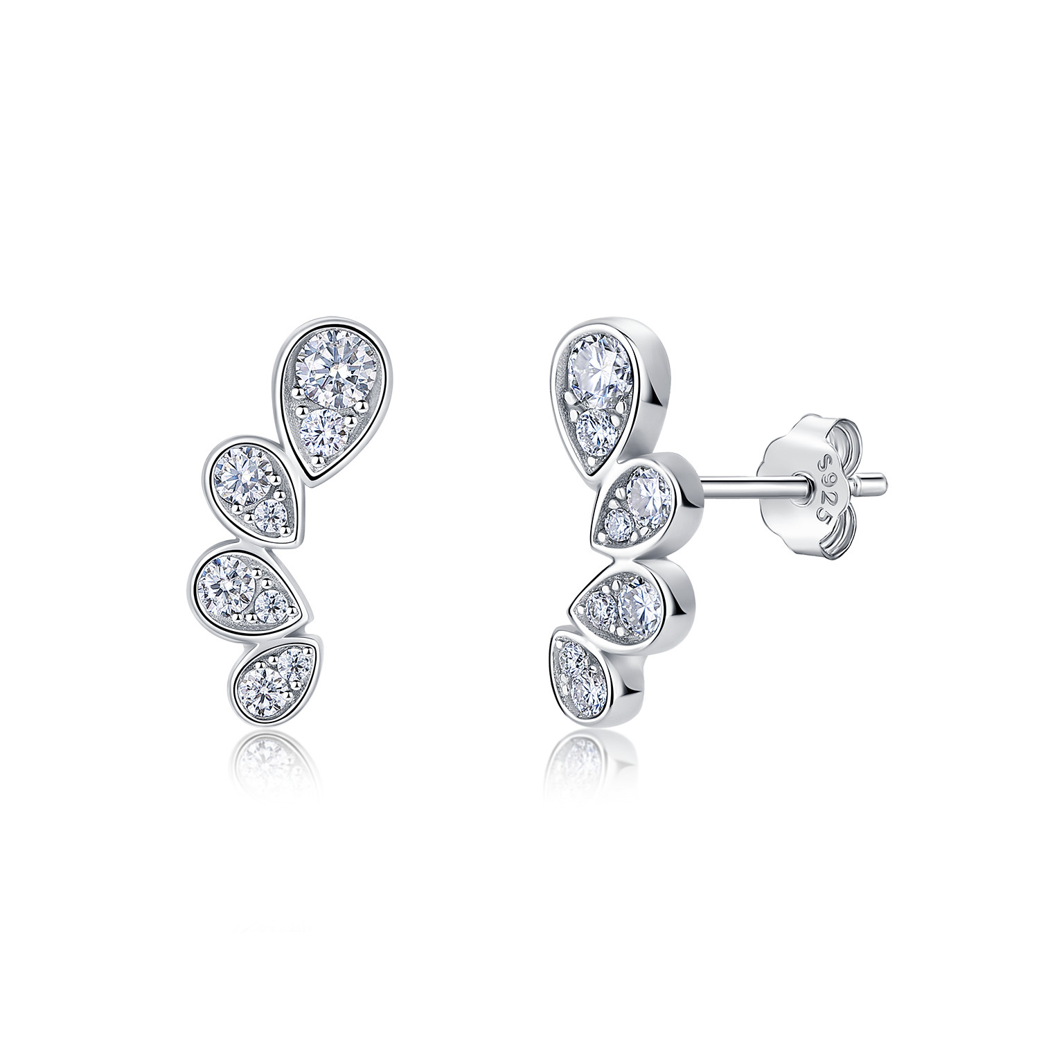 Moissanite Teardrop Climber Earrings – 0.16ct DEW Each