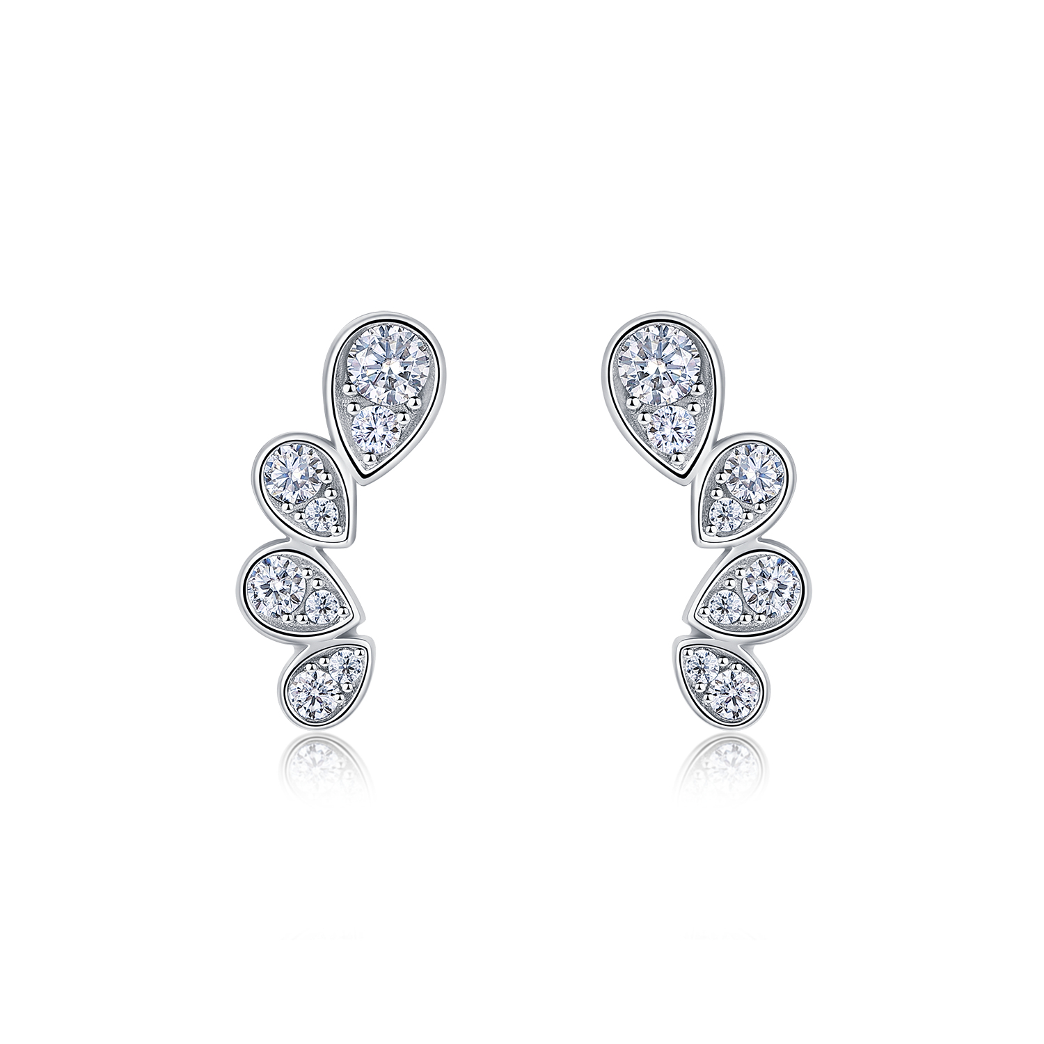Moissanite Teardrop Climber Earrings – 0.16ct DEW Each - alternate view