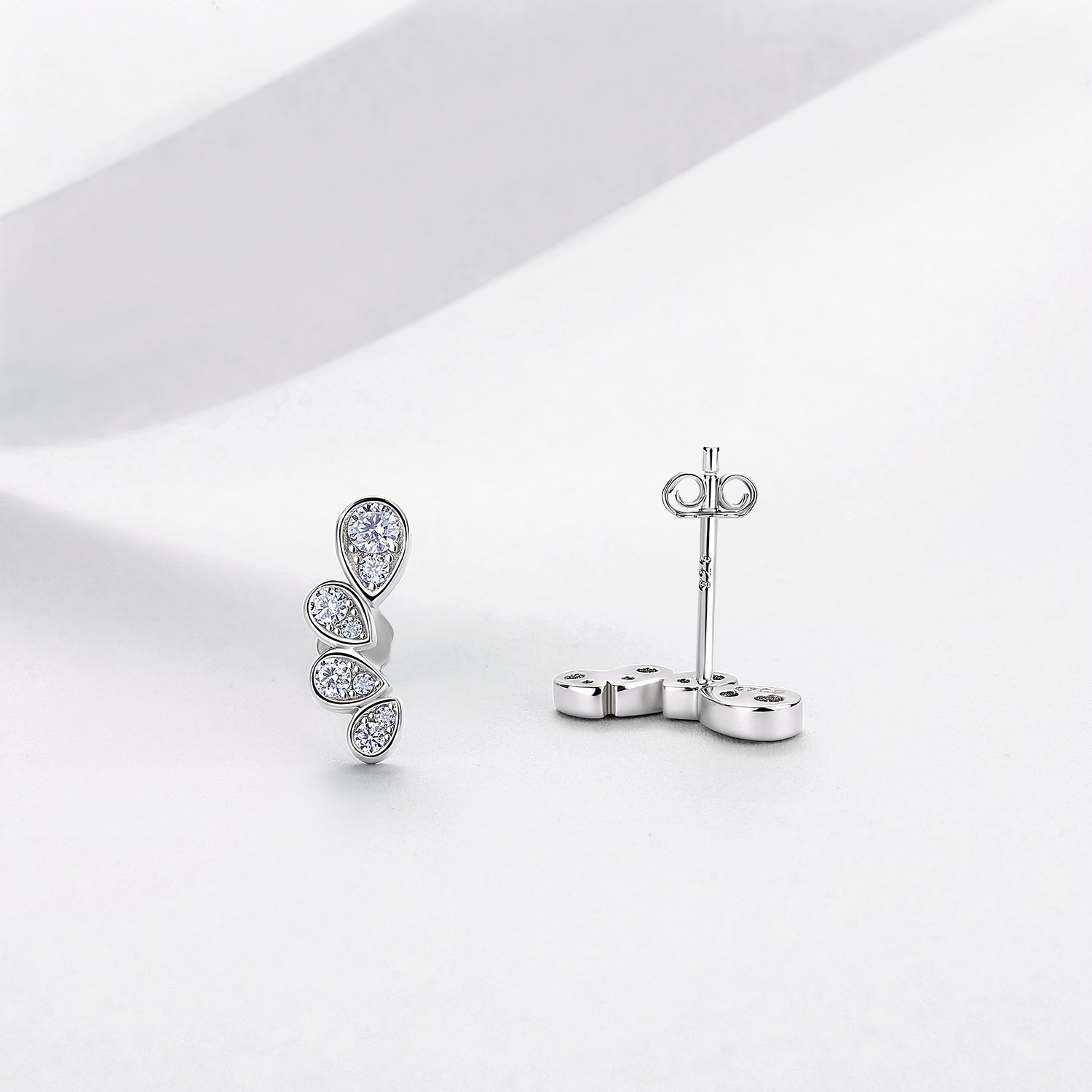 Moissanite Teardrop Climber Earrings – 0.16ct DEW Each - Image 3