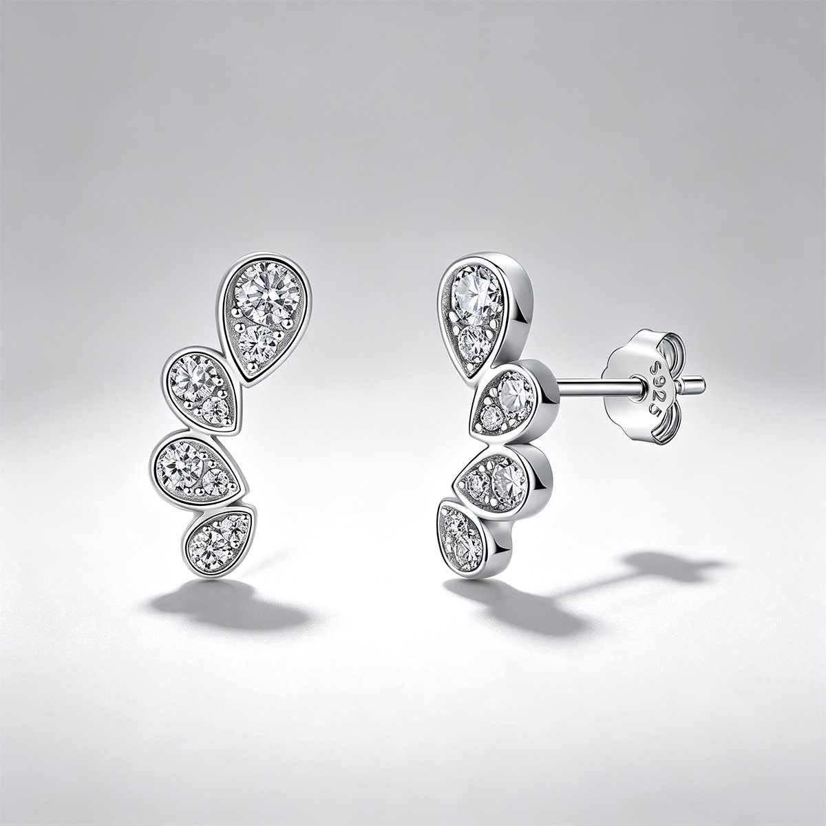 Moissanite Teardrop Climber Earrings – 0.16ct DEW Each - Image 4