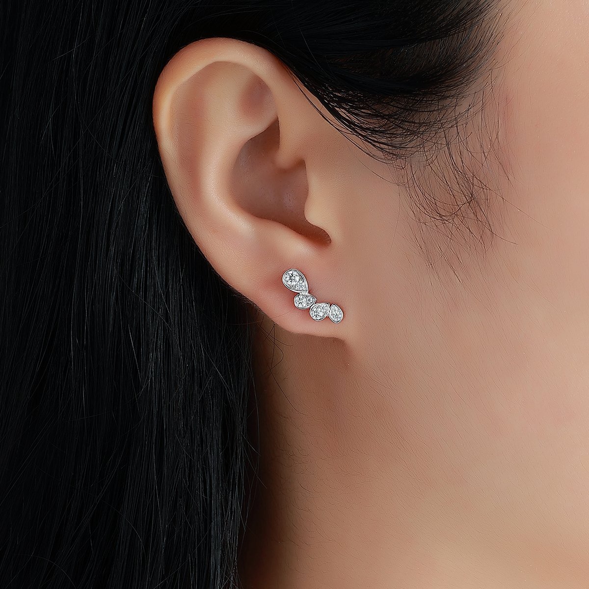 Moissanite Teardrop Climber Earrings – 0.16ct DEW Each - Image 5