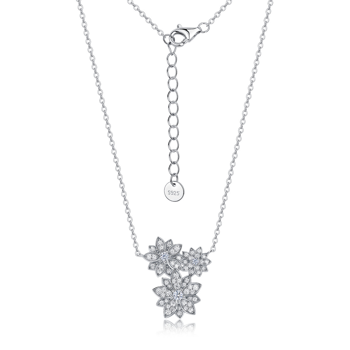 Pavé Moissanite Three-Flower Cluster Necklace – 0.9ct DEW - Image 3