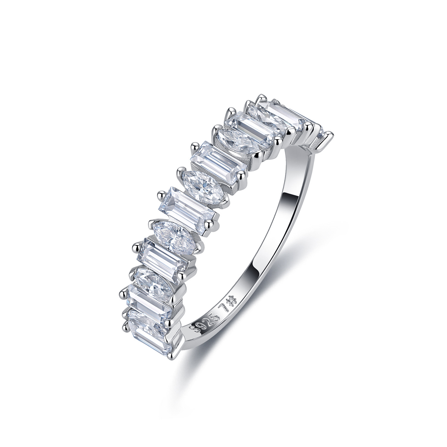 Baguette & Marquise Moissanite Half-Eternity Band – 1.9ct DEW