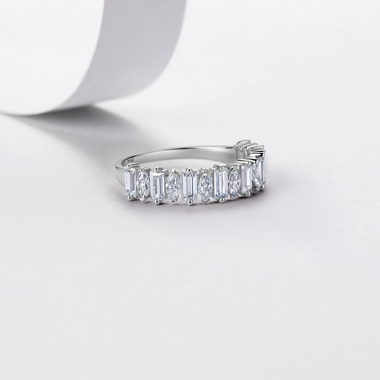Baguette & Marquise Moissanite Half-Eternity Band – 1.9ct DEW - Image 2