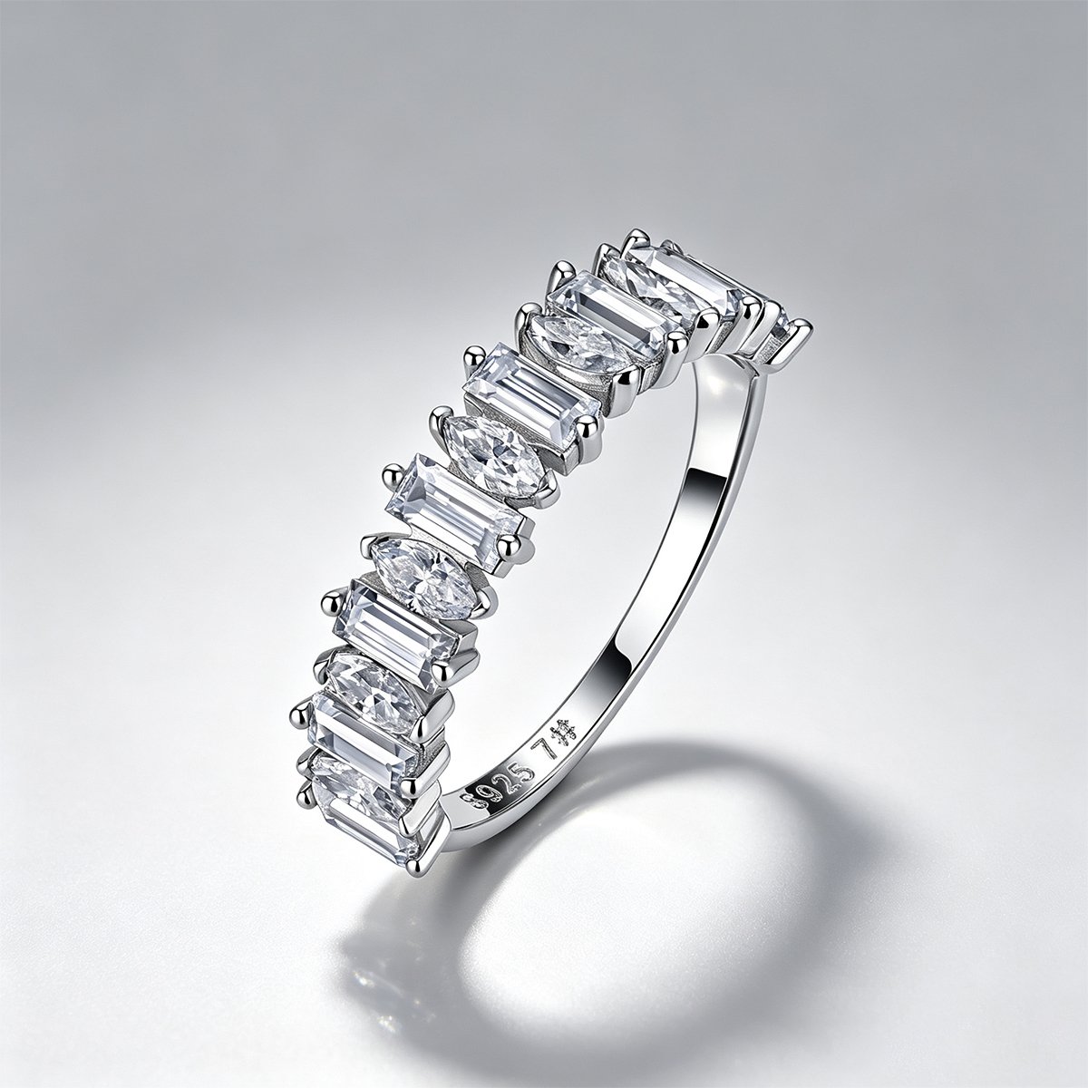 Baguette & Marquise Moissanite Half-Eternity Band – 1.9ct DEW - Image 3