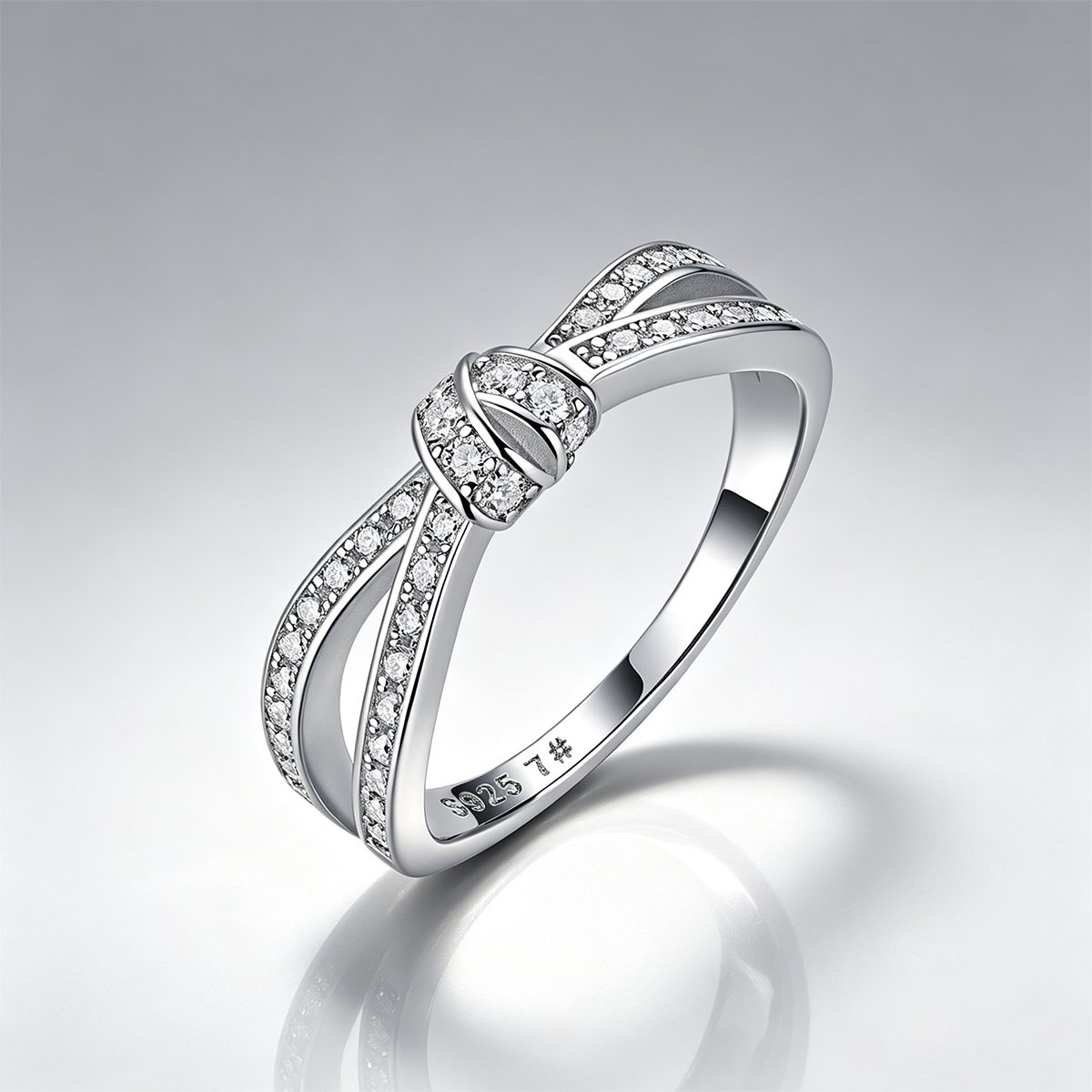Love Knot Moissanite Crossover Ring – 0.43ct DEW Pavé - Image 3