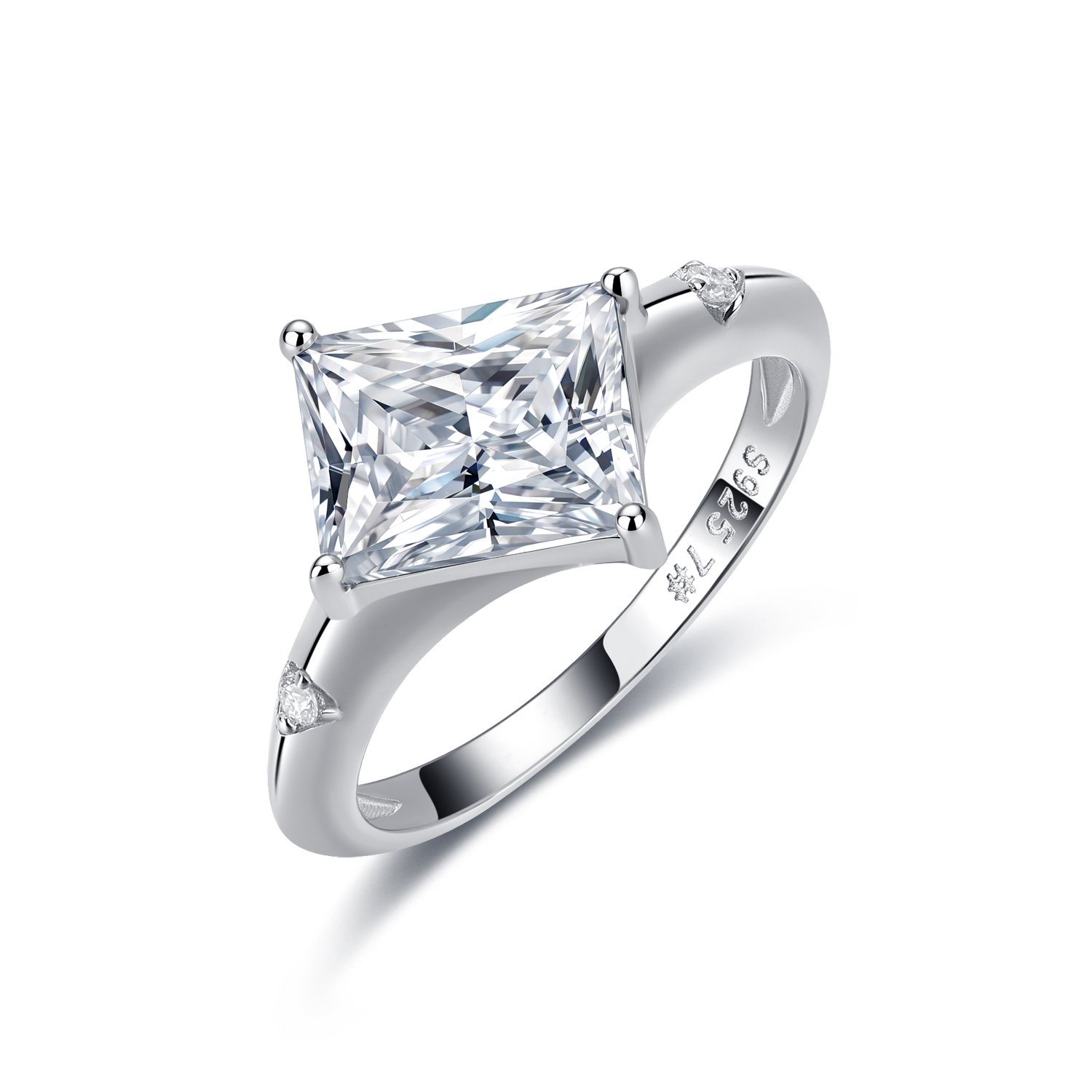 East-West Rectangle Moissanite Solitaire Ring – 3ct DEW