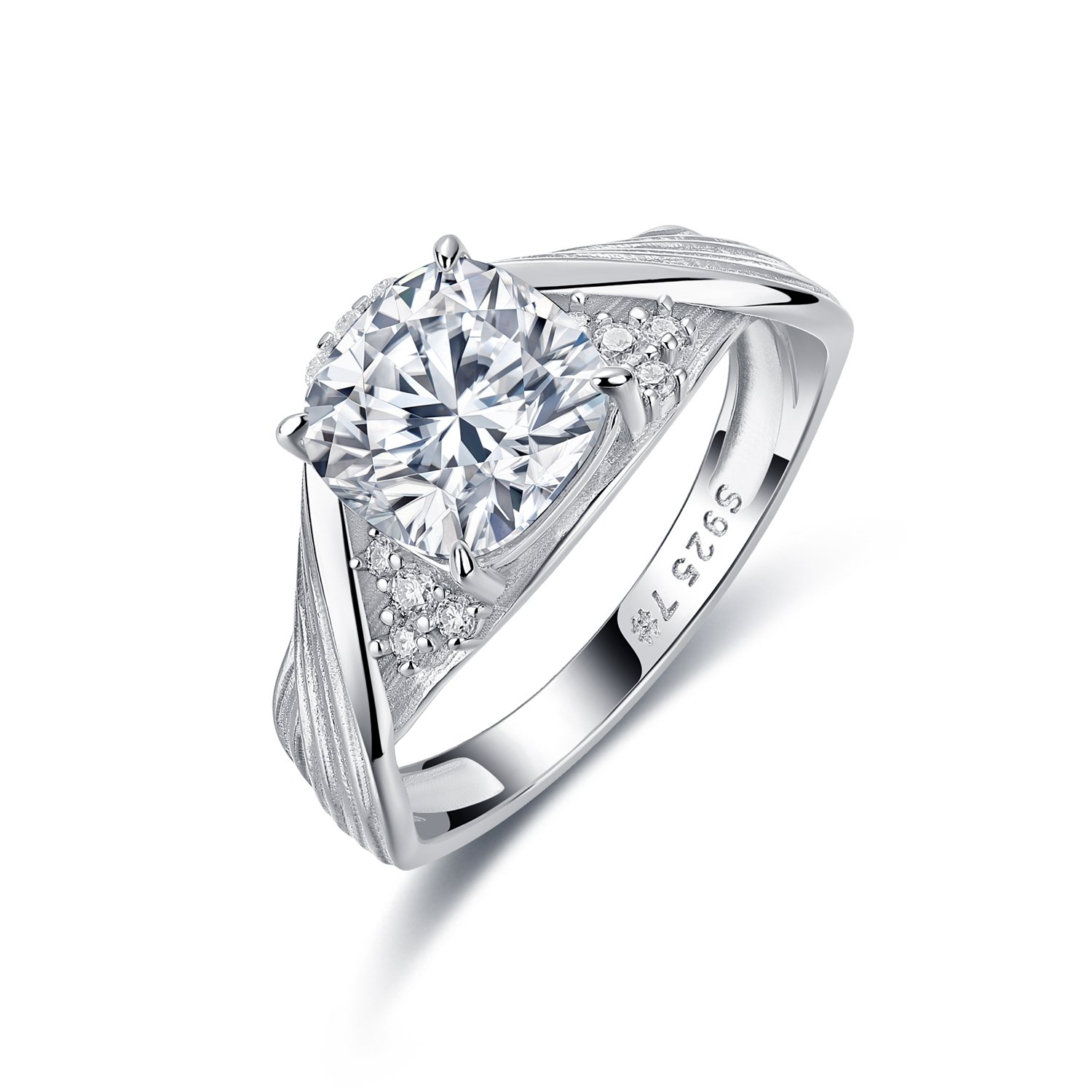 Cushion Moissanite Split Shank Ring – 2.63ct DEW