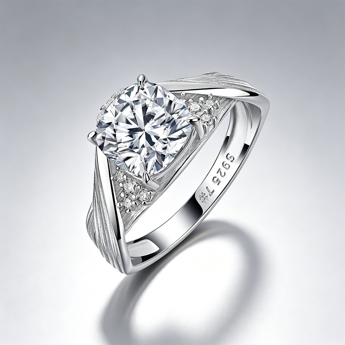 Cushion Moissanite Split Shank Ring – 2.63ct DEW - Image 3