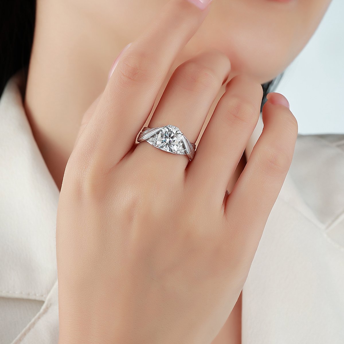 Cushion Moissanite Split Shank Ring – 2.63ct DEW - Image 4