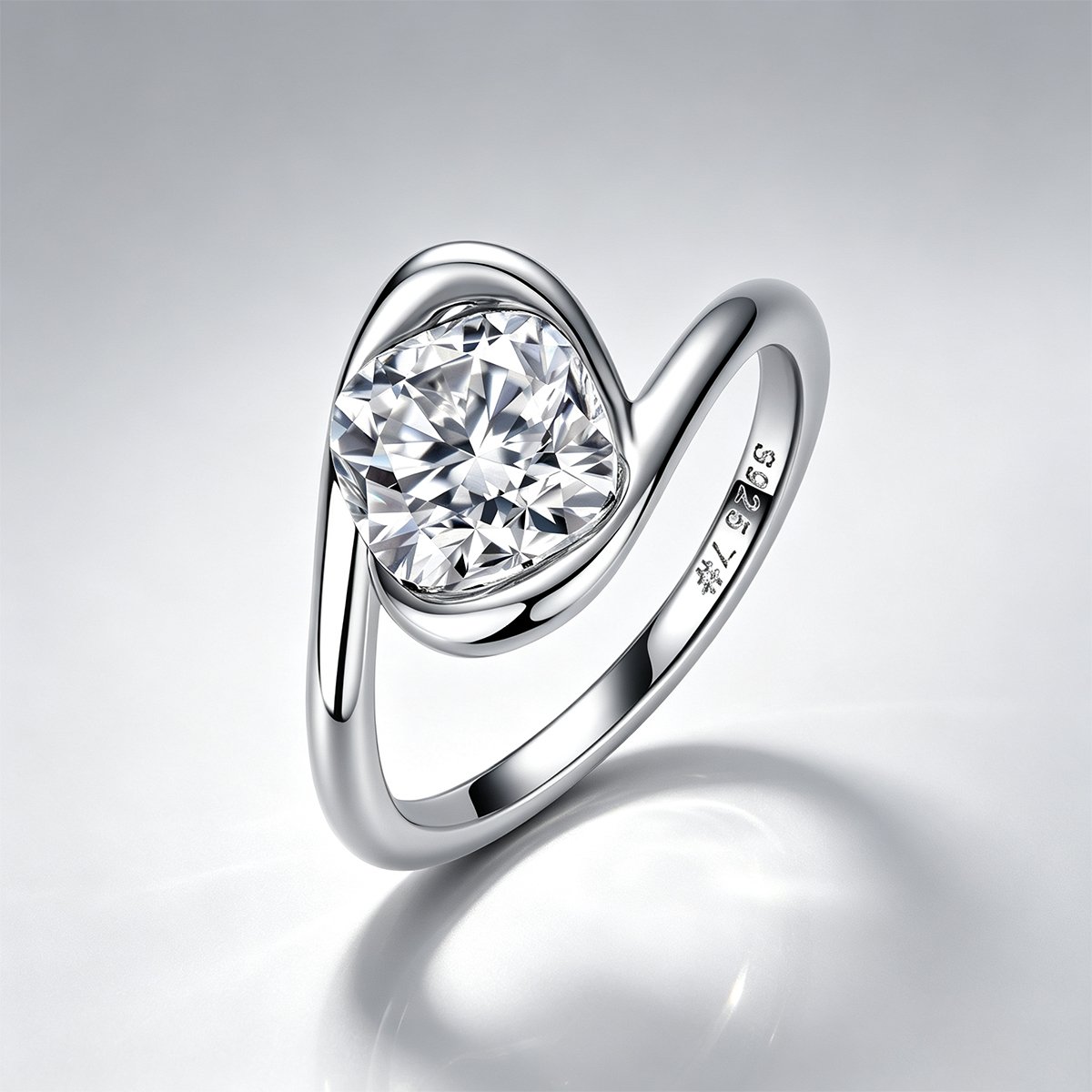 Cushion Moissanite Bypass Ring – 2.5ct DEW - Image 3