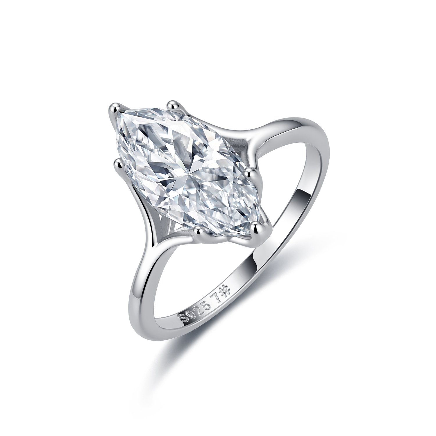 Marquise Moissanite Six-Prong Solitaire Ring – 3ct DEW