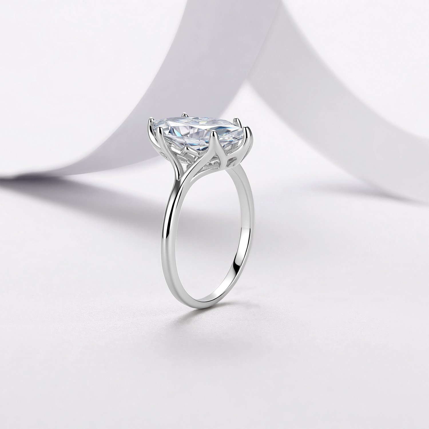 Marquise Moissanite Six-Prong Solitaire Ring – 3ct DEW - Image 2