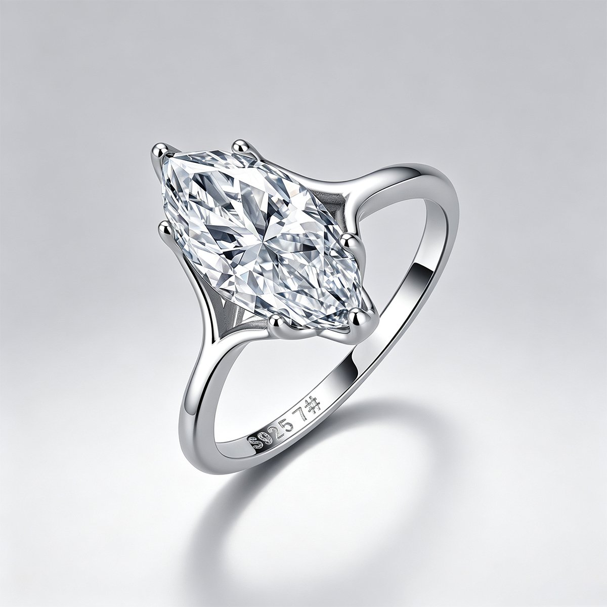 Marquise Moissanite Six-Prong Solitaire Ring – 3ct DEW - Image 3